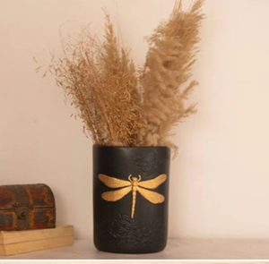 Vase moderne en céramique sarcelle foncée avec motif de feuille d'or gravé pour les décorations d'hôtel de bureau à domicile disponibles à des prix de gros - Product Image 6