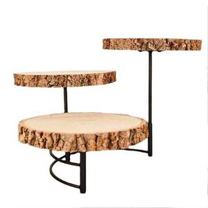 Top selling <b>3</b>-<b>Tier</b> Modern Wooden And Metal round <b>Cake</b> <b>Stand</b> Detachable Professional and Romantic Handmade - Product Image 3