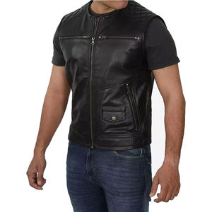 Chaleco de Cuero para Motocicleta para Hombre, Suministro de Fábrica Personalizado, Venta al por Mayor, Chaleco de Cuero Auténtico de Alta Calidad, Transpirable - Product Image 4