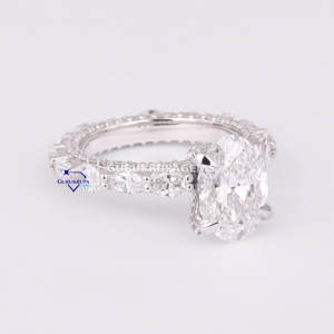 Exclusivo 3,00 CT corte ovalado CVD laboratorio cultivado diamante 14KT oro blanco sólido moda para mujeres anillo de bodas joyería personalizada - Product Image 3