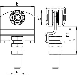 ชุดล้อเหล็กชุบสังกะสีสีเหลือง HELMS 65 กก. -90 390 สำหรับโปรไฟล์ 300 สำหรับล้อ Ab Roller - Product Image 3