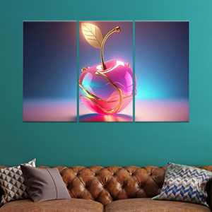 Art mural Golden Cherry - Impression sur toile de fruits roses brillants, 3P-Gallery Wrapped - Product Image 1
