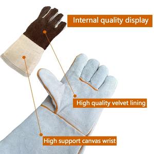 Men's Cowhide <b>Work</b> <b>Gloves</b> with Durable Non-Slip Grip Long Welding <b>Gloves</b> Firm Leather Material - Product Image 4