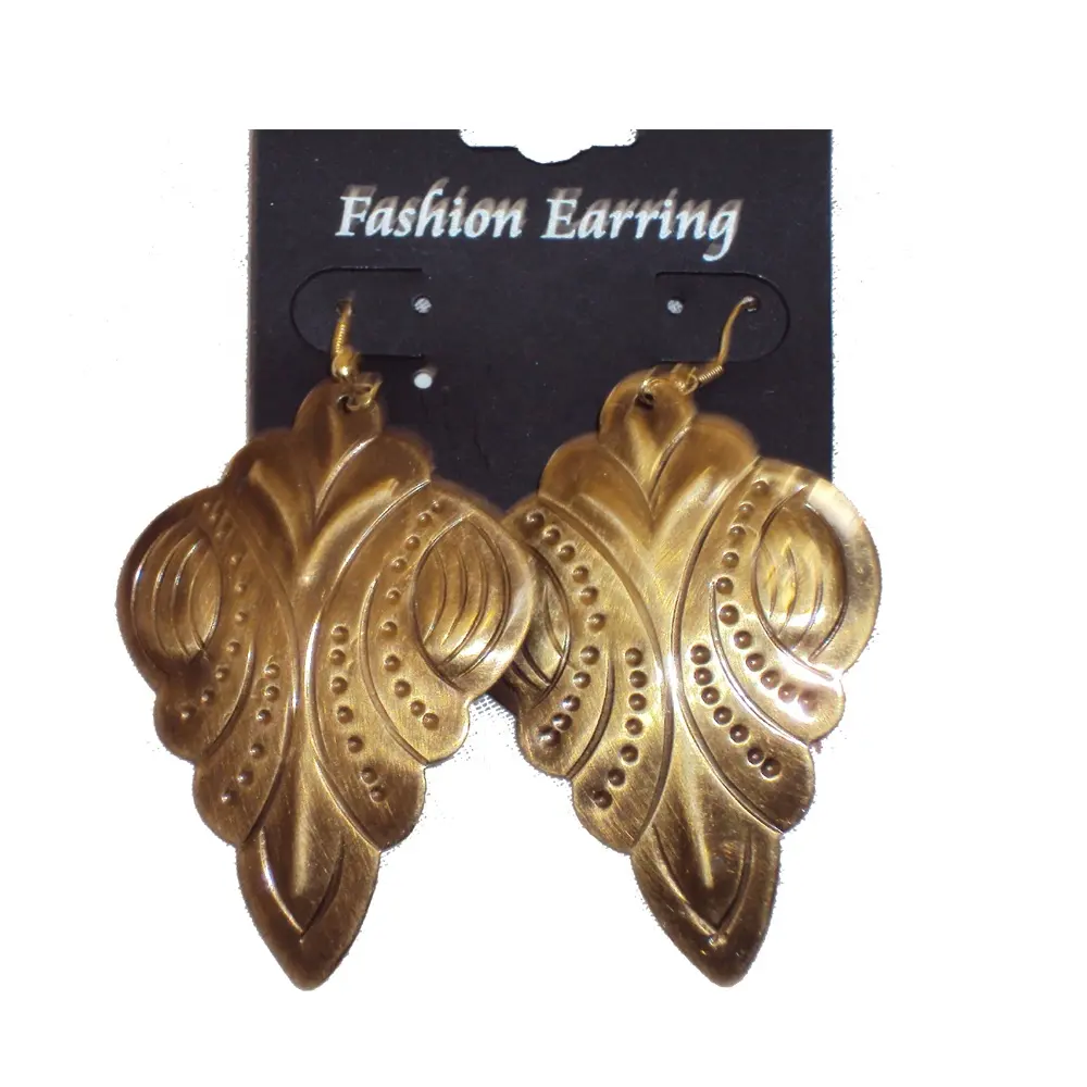 Indian Tribal Antique Gold Color Dangle Earring Base Metal Brass Leaf Style Drop & Dangle Earring for Women Fashion Jewelry