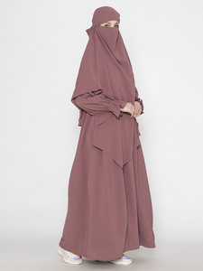 Último Diseño 2024, Naqab para Mujer, Manga Larga, Burqa Negra, Estilo Étnico, Hijab de Poliéster Sólido, Conjunto Khimar, Abaya de Dubái, Mejor Precio - Product Image 4