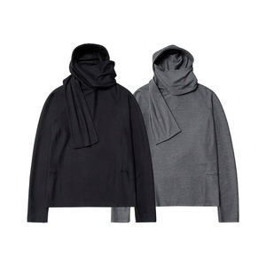 2025 Spring Men's New Hooded Bottom <b>Shirt</b> Layering Poncho Scarf Neck Hooded Niche Design Loose Pullover Sweatshirt Top - Product Image 1