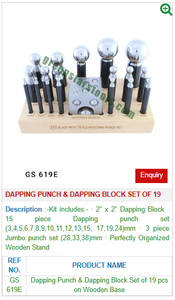Dapping Punch & Dapping Block Lot de 19 GS 619E Outils de bijouterie pour outils de bijouterie - Product Image 2