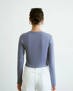 High Quality Women's Casual Breathable Slim <b>Fit</b> Cotton <b>T</b>-<b>Shirt</b> O-Neck <b>Crop</b> Length Solid Poly Viscose Spandex Summer Routine - Product Image 2