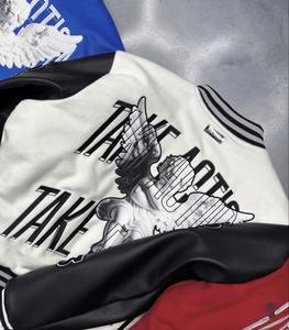 เสื้อแจ็คเก็ตวาร์ซิตี้ผู้ชายแบบหนาสำหรับฤดูหนาว ทำจากผ้าขนสัตว์ พร้อมลายปักแบบแพทช์เวิร์ค ดีไซน์ปักเชนิล แขนเสื้อแบบหนัง - Product Image 5