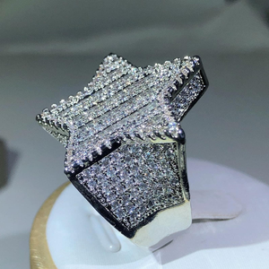 Bague de luxe pour homme en forme d'étoile Trendy Hip Hop 'Ice Out' VVS Lab Grown Full Diamond 10K 14K 18K Gold for Weddings GIA Certified - Product Image 5