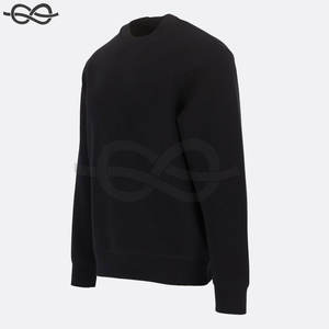 Por encargo su propio diseño mejor calidad polar cuello redondo negro de gran tamaño hombres nueva moda sudadera - Product Image 4