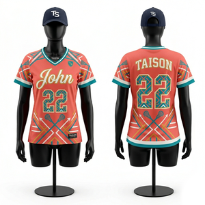 Jersey de Lacrosse para Mujer, Premium, 180 GSM, Poliéster Transpirable, Color Verde Coral, Diseño Geométrico de Paneles, Logotipo Personalizado por Sublimación - Product Image 1