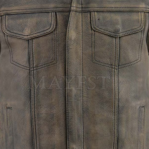 Chaleco de cuero de invierno personalizado de alta calidad para hombre al por mayor, tela transpirable duradera, tendencia, decoración de botones de desgaste exterior para - Product Image 5