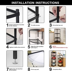 Estante de Metal de 5 niveles de esquina elegante, estante de esquina de cocina de acero al carbono negro, estante de almacenamiento para ollas para el hogar, oficina, organizador de cocina - Product Image 5