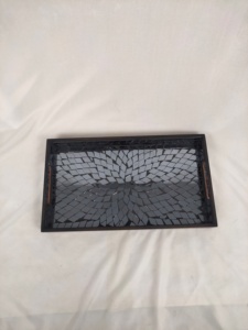 Plateau décoratif vintage en bois floral pour table basse et plats de service - Product Image 5