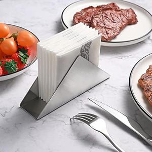 Support de rangement pour serviettes en métal argenté en forme de triangle moderne pour organisateur de table à manger - Product Image 2