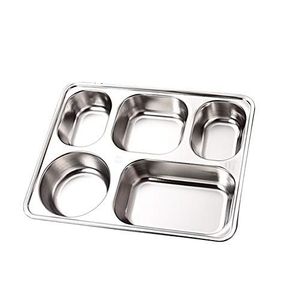 Plateau à déjeuner en acier inoxydable le plus populaire Plaque alimentaire multi-sections durable et écologique pour les restaurants et les maisons Plateau à compartiments - Product Image 3