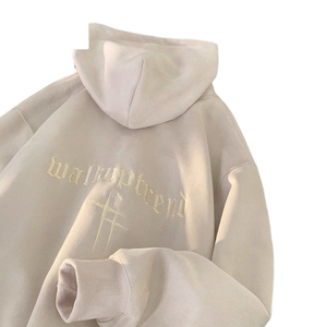 Geehu Logo de broderie Sweat à capuche en tissu suédé épais Sweat à capuche surdimensionné Hommes Blanks Sweats à capuche en daim - Product Image 4