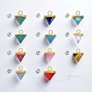 Pendentif à breloque en forme de cône en tourmaline rose 10x11 MM avec pointe de pierre précieuse plaqué or - Product Image 5