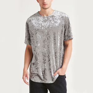 Camisetas de terciopelo para hombre, estilo informal Ringer, tu letra bordada y logotipo, cuello redondo, terciopelo, ajuste holgado, camiseta para hombre, ropa de calle - Product Image 4