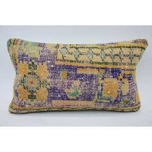 Multicolor Wool Kantha <b>Pillow</b> 12 X 20 Inches Patchwork Mosaic Paisley Paneled Woven in Vintage Style - Product Image 1