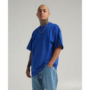 Homme 230GSM T-Shirts T-shirt personnalisé poids lourd à épaules tombantes T-shirts surdimensionnés en coton uni - Product Image 4