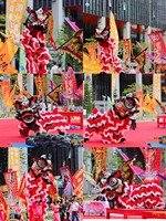 Danse du lion chinois Taille normale chinoise Performance de la Chine Culture chinoise Danse du lion Danse du lion Deux personnes Performance adulte
