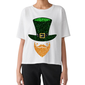 Oversized 2025 New Custom St. Patrick's Day Sequins Motifs Embroidery Party Carnival Design Casual Tees <b>for</b> <b>women</b> Wholesale - Product Image 4