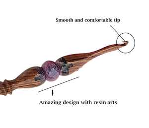 Crochets en résine époxy faits à la main Mélange en bois Aiguille ergonomique 3mm à 12mm de tailles différentes Manche souple Aiguille à tricoter - Product Image 4