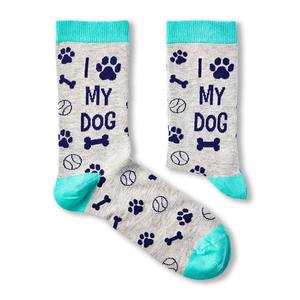 Custom Dog Lover Men's Casual Crew <b>Socks</b> ODM Cotton Pet Themed for Wholesale with <b>Cute</b> Dog Paw Print - Product Image 2
