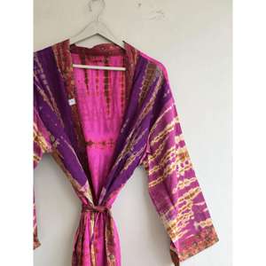 Kimono de Playa Bohemio con Estampado Tie-Dye y Bolsillos, Accesorio para Traje de Baño - Product Image 1