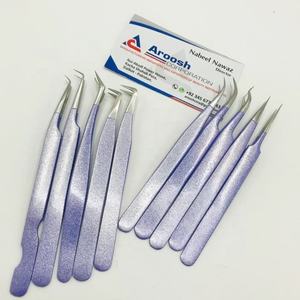 ที่หนีบขนตาปลอมสีฟ้าแวววาวปลายแหลมทำจากสเตนเลสออกแบบโลโก้ได้ตามต้องการ - Product Image 1