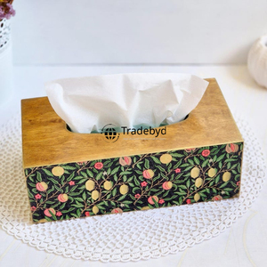 Tradebyd Handcrafted <b>Square</b> <b>Wooden</b> Enamel Printed Eco-Friendly Tissue <b>Box</b> & Holder for Home Hotel Restaurant - Product Image 2