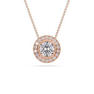 Colgante de Diamante Redondo Brillante con Halo Simple, Diamante Cultivado en Laboratorio de 0.50 Ct en Platino, para Ocasiones Especiales y Fiestas - Product Image 2