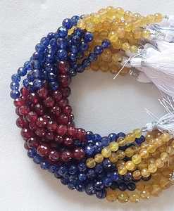 Perles de pierres précieuses multicolores facettées rondes de qualité supérieure, saphir bleu jaune, fournitures pour la fabrication de bijoux - Product Image 3