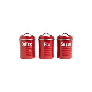 Wholesale Creative Co-op Metal <b>Containers</b> with Lids <b>Coffee</b> <b>Tea</b> <b>Sugar</b> Set of 3 Sizes/Designs Food Storage White Colour - Product Image 4