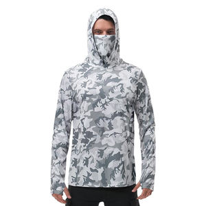 Chemise de pêche à manches longues à capuche camouflage pour homme UPF 50 Anti-UV Respirante Séchage rapide Vêtements de sport de plein air Vêtements de pêche - Product Image 5