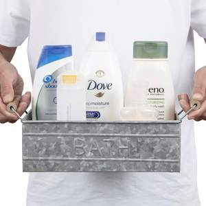 Plateau de bain moderne de luxe en métal avec poignée élégant et fonctionnel pour organiser la décoration des ensembles de salle de bain essentiels pour le bain - Product Image 1