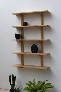 ชั้นวางและชั้นวางของไม้สีธรรมชาติทำด้วยมือสำหรับตกแต่งบ้านและผนัง - Product Image 6