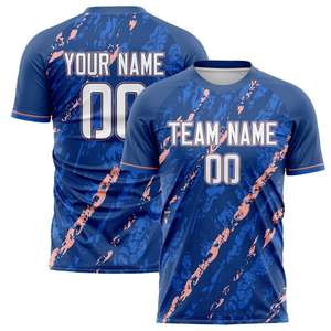 Camiseta de Fútbol Americano Personalizada Sublimada Azul Abstracta para Hombre, Manga Corta, Cuello Redondo, Transpirable, Diseño de Uniforme de Equipo de Malla - Product Image 1