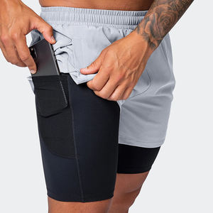 Short de gymnastique Logo personnalisé Polyester Poche Double Couche Short de jogging Running Basketball Gym Activewear Short d'entraînement pour homme - Product Image 2