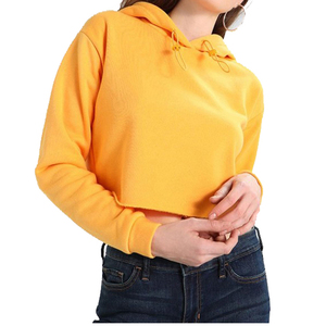 Vente en gros Sweat à capuche en détresse pour femmes Logo personnalisé brodé Sweat à capuche court pour femmes Sweats à capuche et sweatshirts - Product Image 5