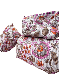 Pochette de maquillage en coton matelassé durable |   Fermeture éclair résistante à l'eau et durable, mode et voyage pour sac - Product Image 2