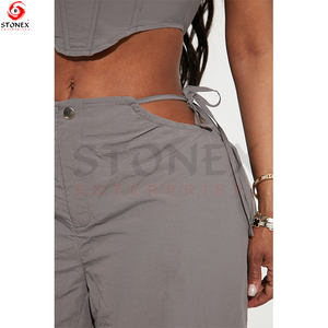 <b>Parachute</b> <b>Pant</b> Tie Waist Cut-Out Toggle Ankle Hem Finish Snap & Zipper Front Closure <b>Cargo</b> <b>Pants</b> - Product Image 3