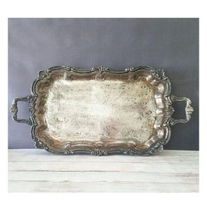 Plateau de service en métal argenté vintage de qualité supérieure parfait pour la décoration intérieure classique thé café et divertissement - Product Image 6