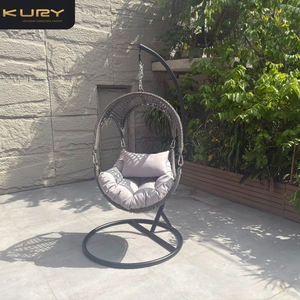 Sedia a dondolo in rattan per esterni, amaca sospesa a forma di uovo per patio, balcone e giardino - Product Image 3