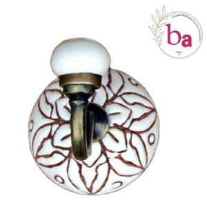 Crochets de manteau de mur de tuile gravée en céramique blanche antique et cintre de porte-clés produit en laiton de vente chaude dans la catégorie Crochets et Rails - Product Image 2