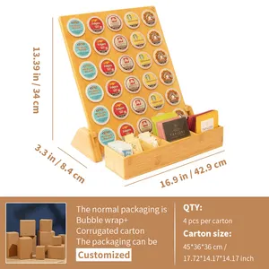 Oksqw Bamboe Roterende 25 Koffiecapsules Opslag Organizer Koffiecapsules Pod Houder Houvast