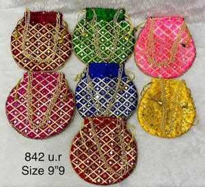 Ấn Độ Thêu Chủ Đề Gương Làm Việc Potli Túi Ấn Độ Potluck Thủ Công Của Phụ Nữ Túi Xách Potli Túi Cho Bán Buôn Mua - Product Image 2