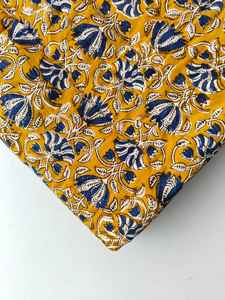 Reversible Floral Block Print Cotton Razai Jaipuri Winter Quilt - Product Image 5